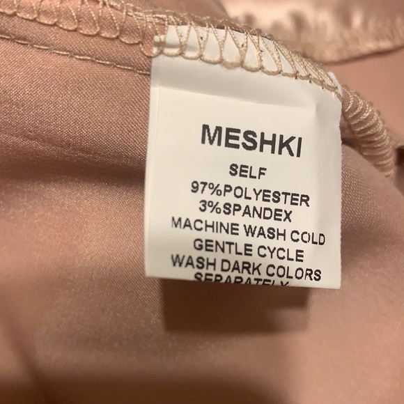 MESHKI ROSE PINK GOLD SATIN SATEEN WIDE LEG PANTS TROUSERS CHAMPAGNE MED BARBIE - Picture 13 of 14